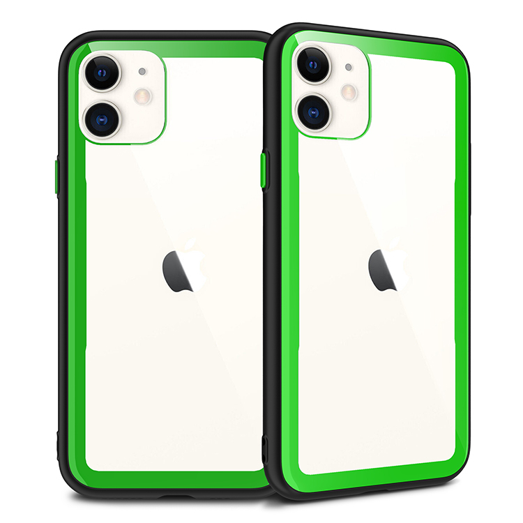 iPHONE 11 (6.1in) Clear Slim Matte Hybrid Bumper Case (Black Green)